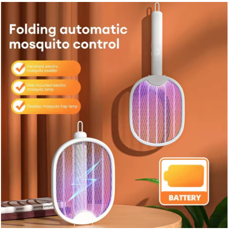 Raquette Anti-Moustiques Électrique 4-en-1 - Pliable & Rechargeable USB