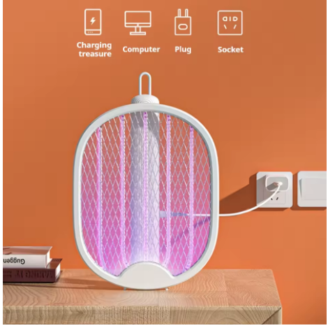 Raquette Anti-Moustiques Électrique 4-en-1 - Pliable & Rechargeable USB